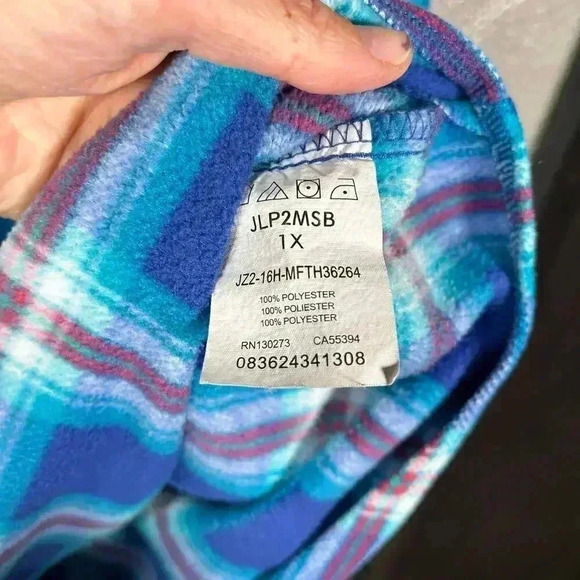 RIDERS BY LEE Super Soft Flannel Fleece Button Up Blue Plaid Top Women 1X - Picture 5 of 11